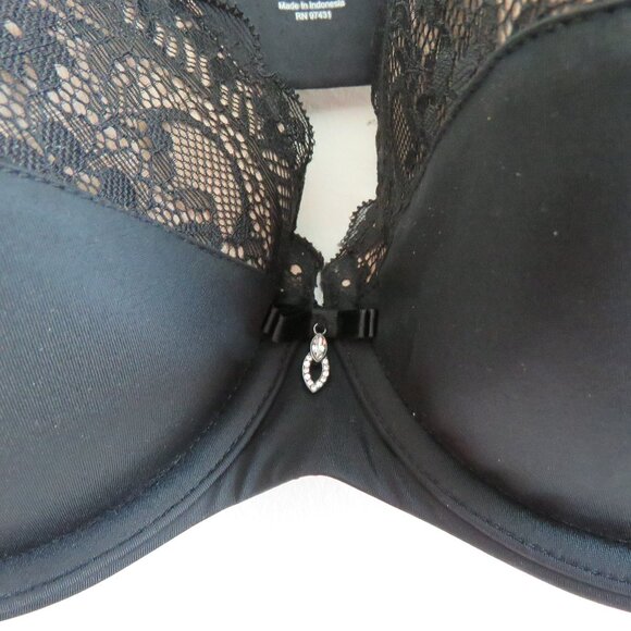 CURVY COUTURE Tulip Lace Push Up Balconette Bra in Black - Size 34G - Picture 7 of 13